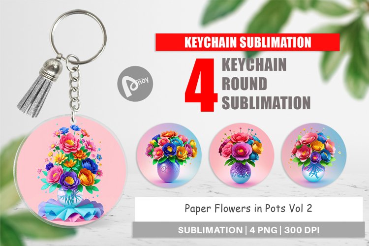 Keychain Paper Flowers in Pots