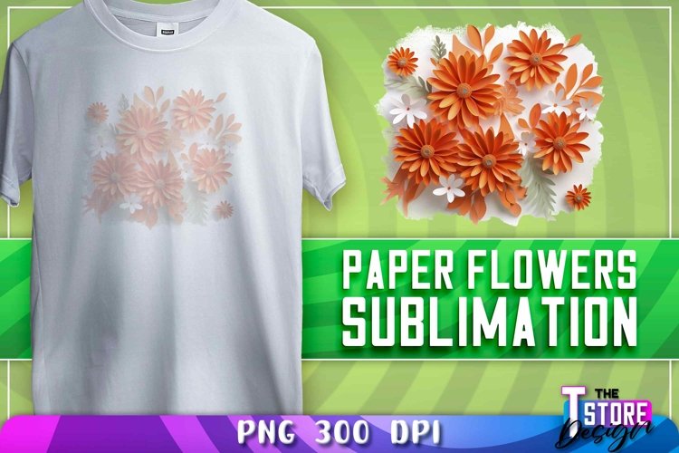 Paper Flowers Sublimation | T-Shirt Design | PNG File