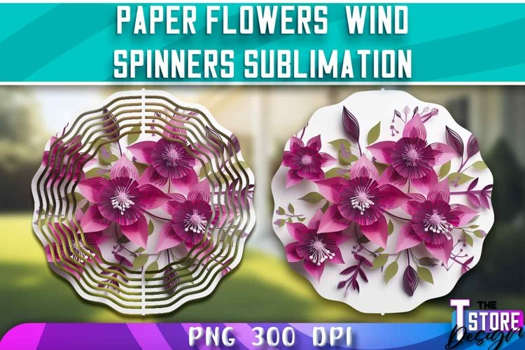 Paper Flowers Wind Spinners Sublimation | PNG Design