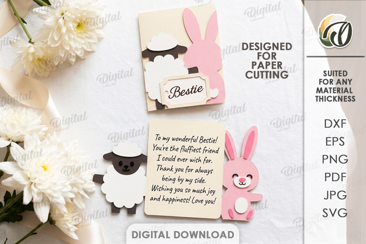 3D Animals Greetings Card Paper Cut. Cute Animals SVG