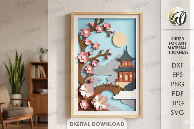 3D Paper Layered Artwork. Wall Decor Paper Craft SVG