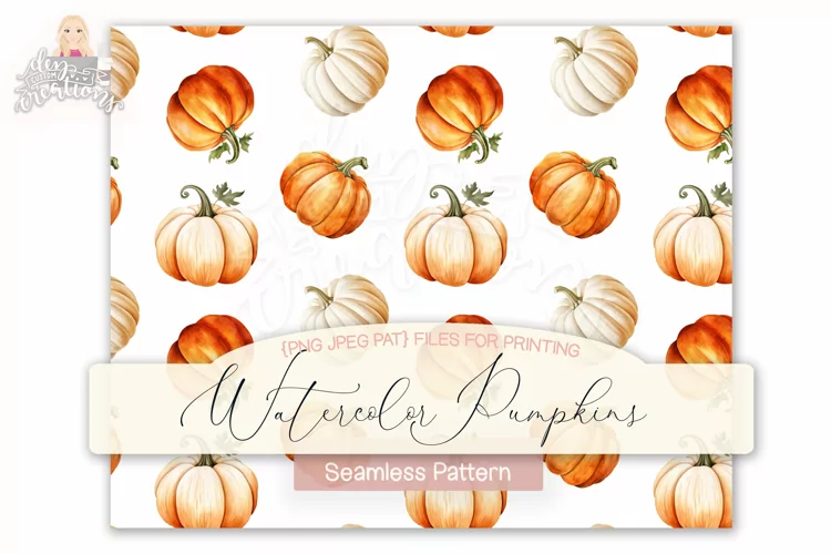 Seamless Pattern - Watercolor Pumpkins - Digital Paper