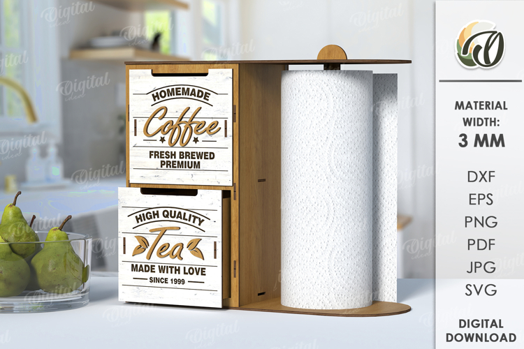 Paper Towel Holder Laser Cut. Kitchen Organizer SVG
