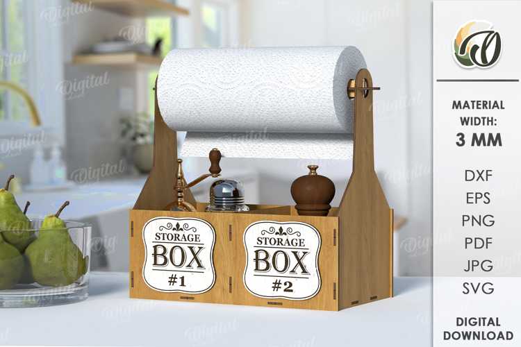 Paper Towel Holder Laser Cut. Kitchen Organizer SVG