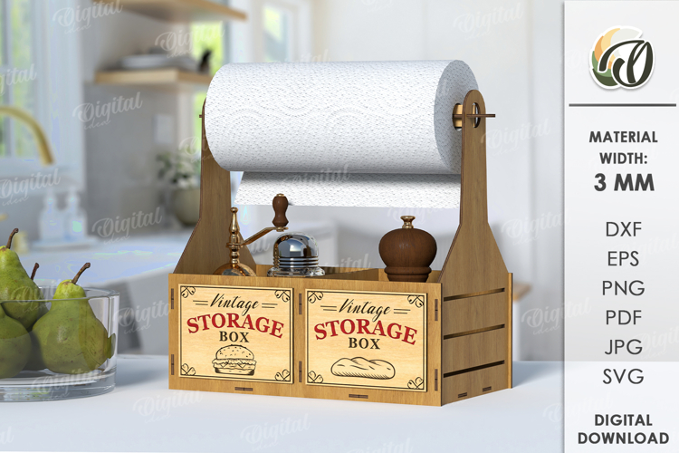 Paper Towel Holder Laser Cut. Kitchen Organizer SVG