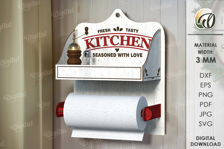 Paper Towel Holder Laser Cut. Kitchen Organizer SVG
