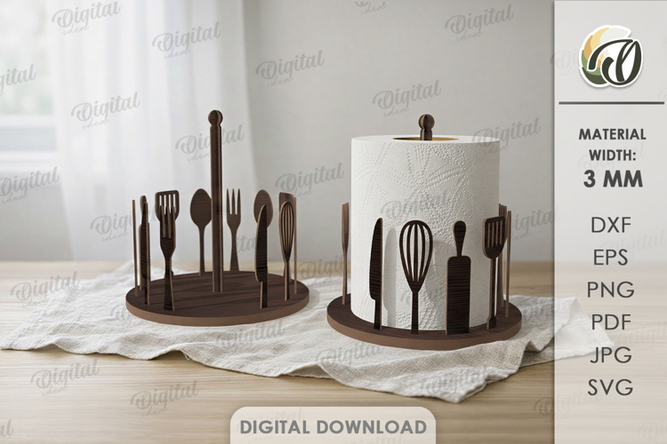 Kitchen Paper Roll Holder Laser Cut. Paper Towel Stand SVG