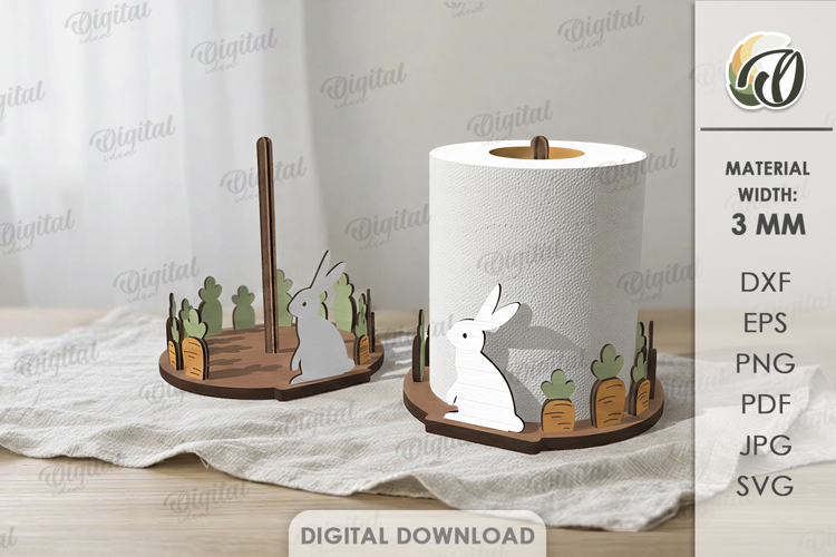 Kitchen Paper Roll Holder Laser Cut. Paper Towel Stand SVG