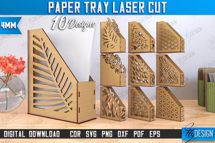 Paper Tray Laser Cut Bundle, Desktop Office Organizer SVG