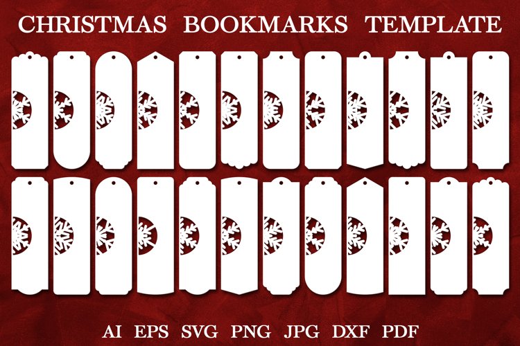 Paper Cut Snowflakes Bookmarks SVG | Christmas Bookmarks example image 1