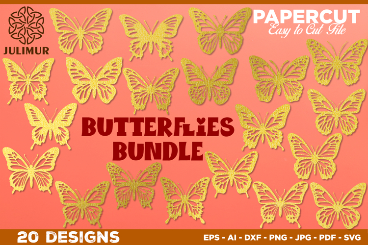 Papercut Butterfly Design, Butterfly SVG Cut File Bundle