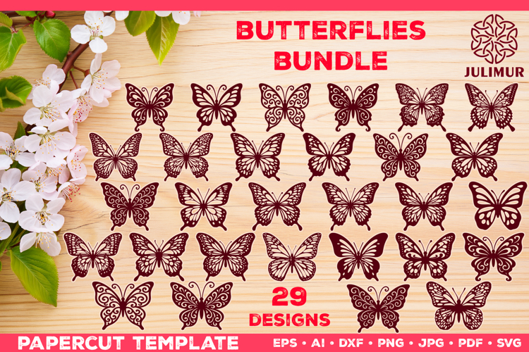 Papercut Butterfly Design, Butterfly SVG Cut File Bundle
