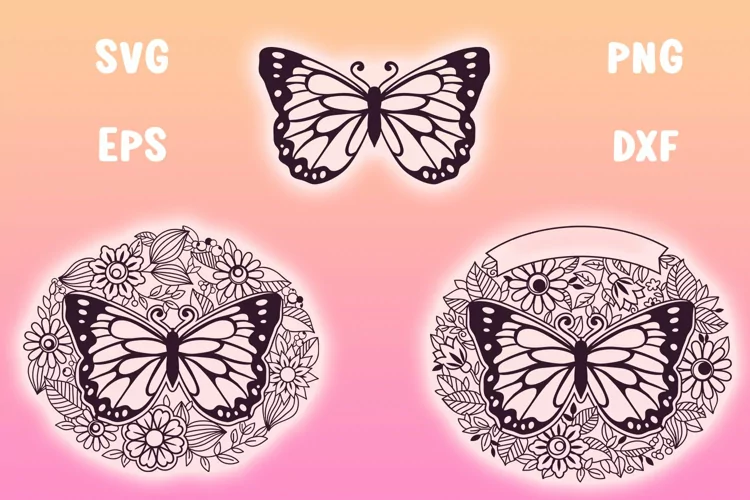 Papercut Butterflies & Monogram | 3 SVG cut files