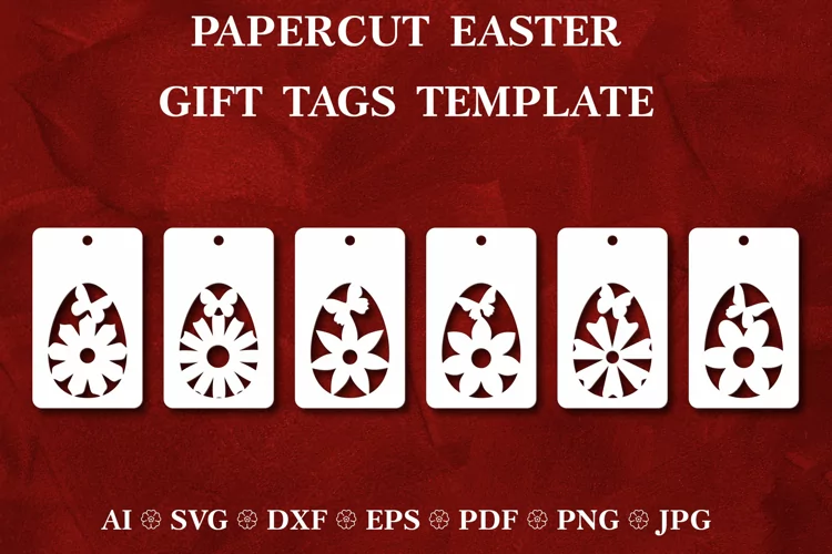 Papercut Easter gift tags. Paper Cut Easter Tags. Easter SVG
