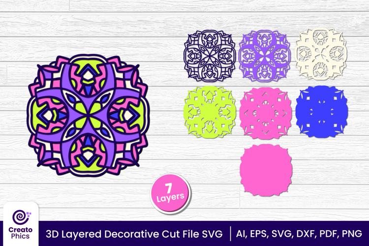 papercut file-laser cutting-paper cutting-floral svg-3d svg-decorative layered-cricut SVG