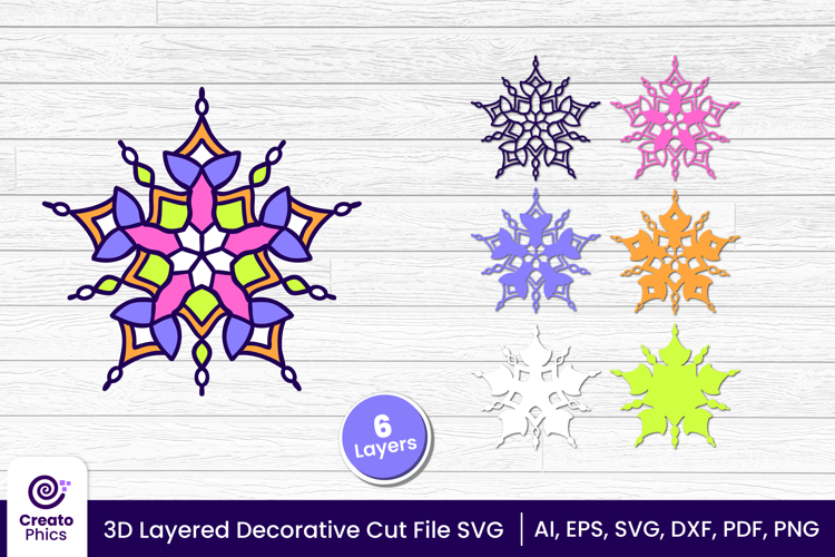 3D Layered Decorative SVG | Floral Papercut | Laser Cut File