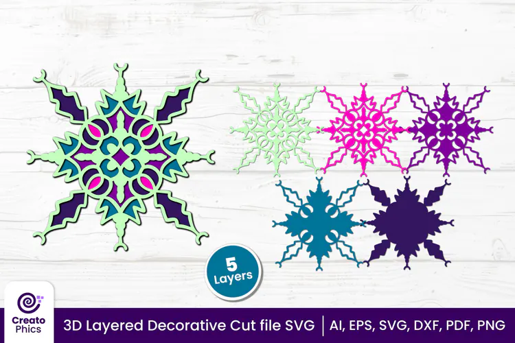 3D Layered Decorative SVG | Floral Mandala Paper & Laser Cut
