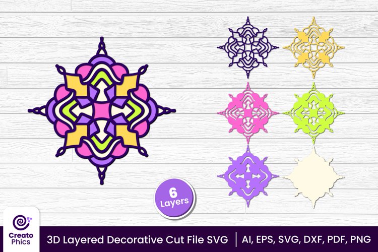 papercut file-laser cutting-paper cutting-floral svg-3d svg-decorative layered-cricut SVG