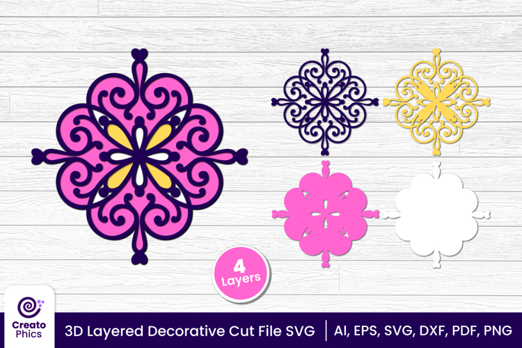 3D Layered Decorative SVG | Floral Papercut | Laser Cut File