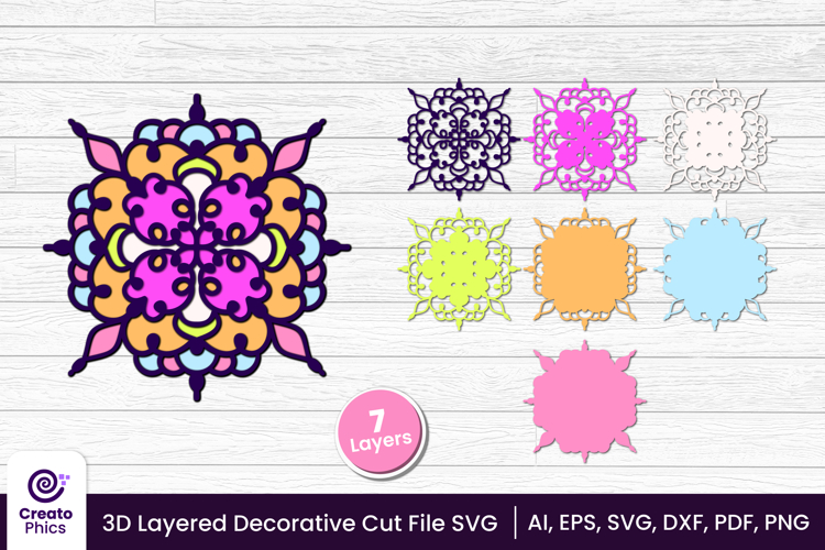 3D Layered Decorative SVG | Floral Papercut | Laser Cut File