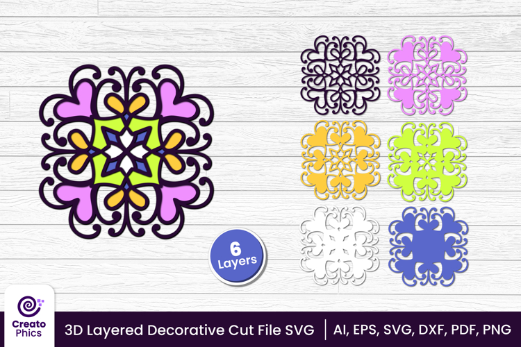 3D Layered Decorative SVG | Floral Papercut | Laser Cut File