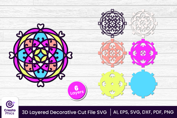 3D Layered Decorative SVG | Floral Papercut | Laser Cut File
