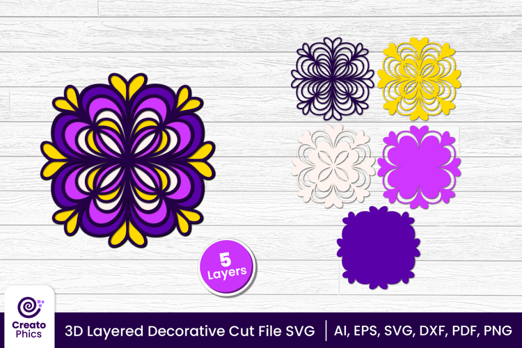 papercut file-laser cutting-paper cutting-floral svg-3d svg-decorative layered-cricut SVG