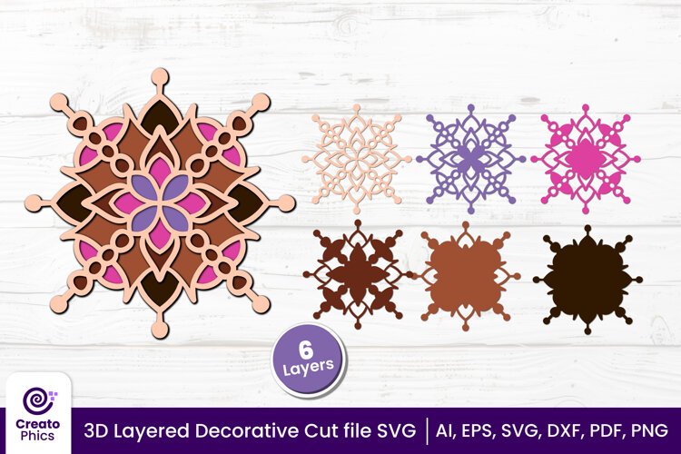 papercut file-laser cutting-paper cutting-floral svg-3d svg-decorative layered-cricut SVG