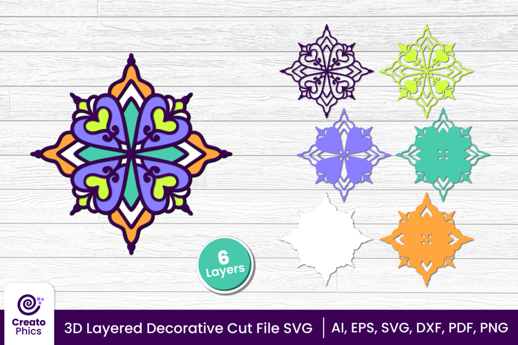 3D Layered Decorative SVG | Floral Papercut | Laser Cut File
