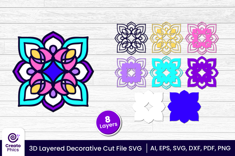 3D Layered Decorative SVG | Floral Papercut | Laser Cut File