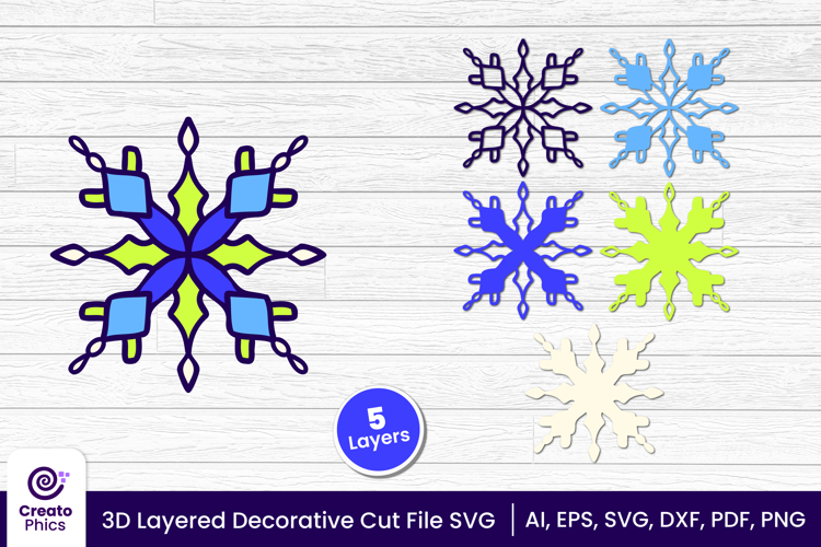 papercut file-laser cutting-paper cutting-floral svg-3d svg-decorative layered-cricut SVG