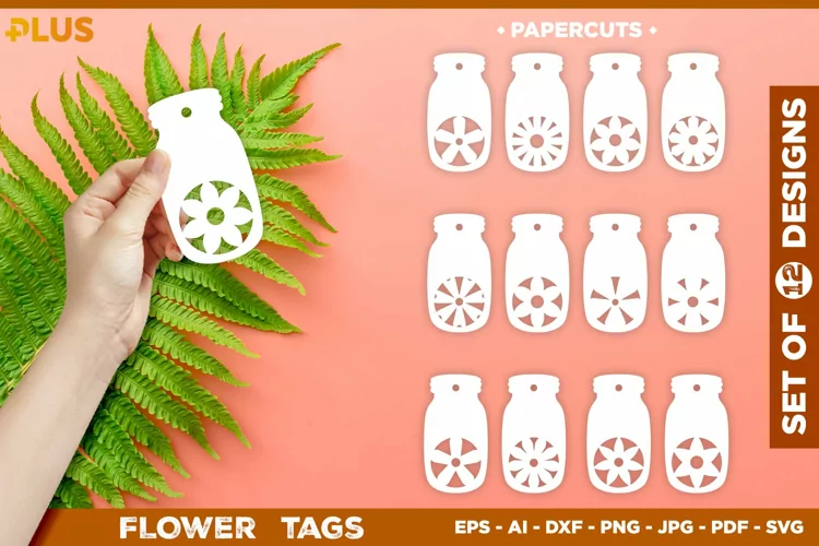 Mason Jar Shaped Flower Gift Tags