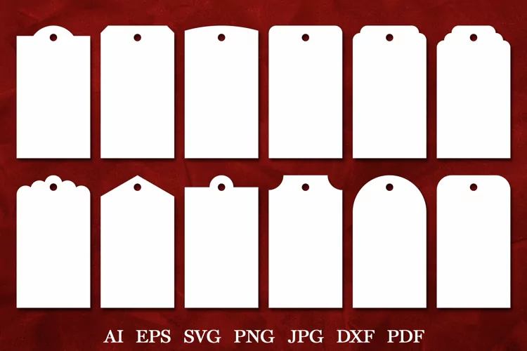 Paper Cut Tags Template. Gift Tags SIlhouette. Sale Tags SVG