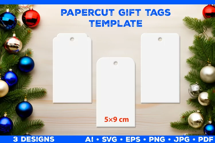 Paper Cut Tags Template. Gift Tags SIlhouette. Sale Tags SVG