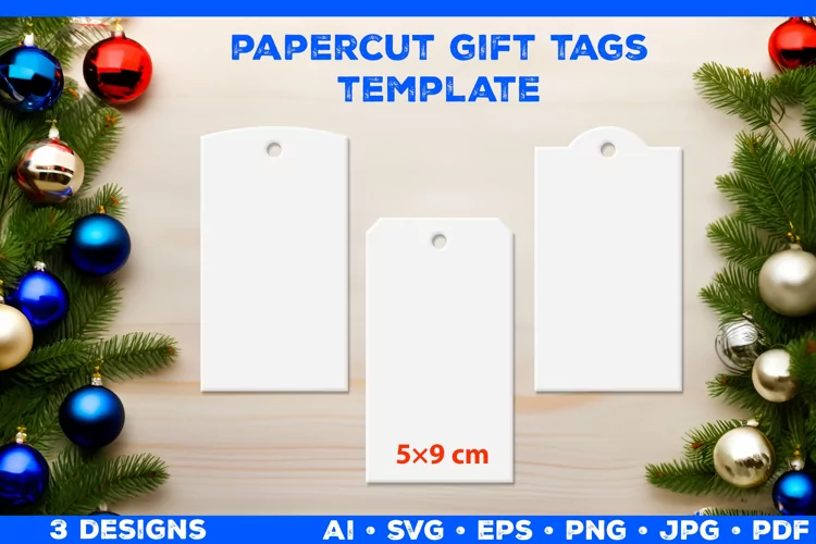 Paper Cut Tags Template. Gift Tags SIlhouette. Sale Tags SVG