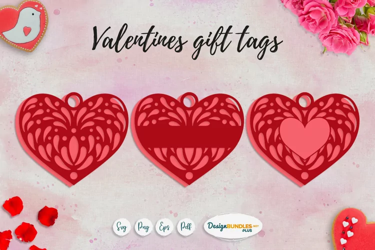 Happy Valentine Heart gift tags | Vintage heart templates