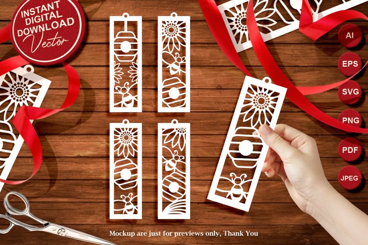 Papercut Honey Bee and Sunflower Bookmarks