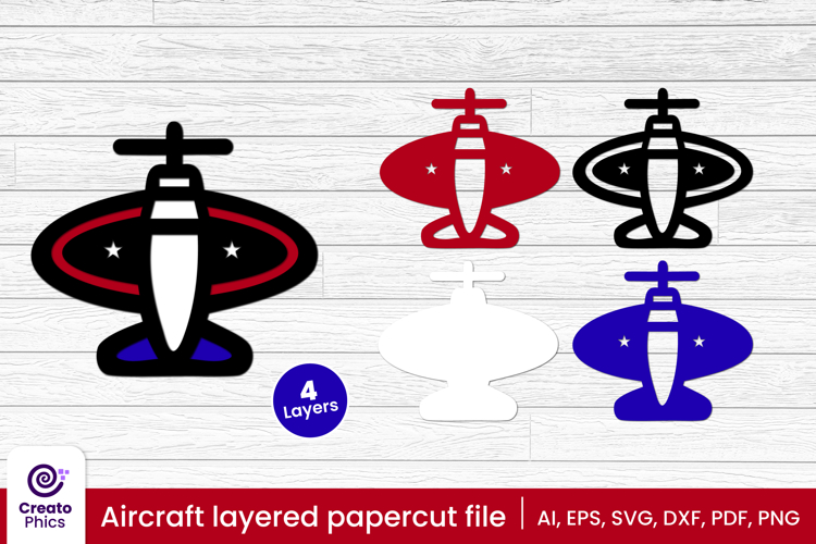 3D layered aircraft papercut SVG | aeroplane laser cut craft