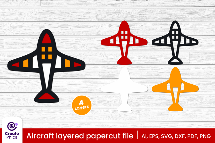 3D layered aircraft papercut SVG | aeroplane laser cut craft