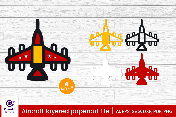 3D layered aircraft papercut SVG | aeroplane laser cut craft