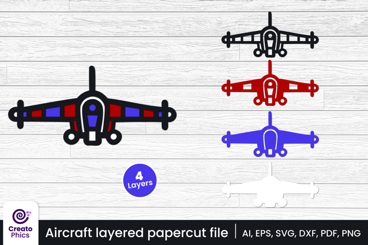 3D layered aircraft papercut SVG | aeroplane laser cut craft
