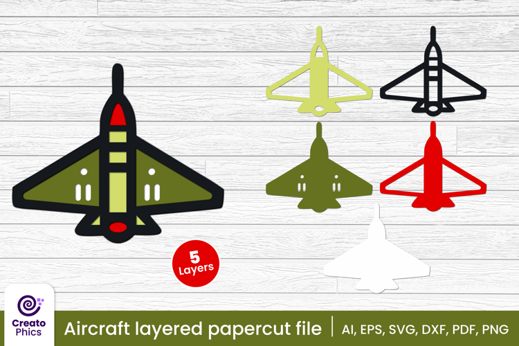 3D layered aircraft papercut SVG | aeroplane laser cut craft