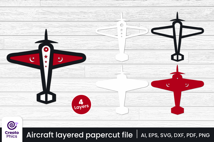 3D layered aircraft papercut SVG | aeroplane laser cut craft