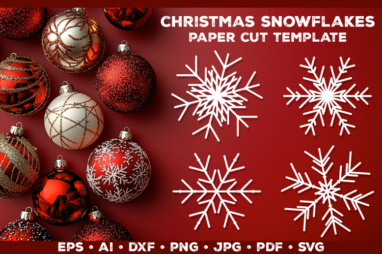 Christmas Snowflakes Paper Cut Template SVG for Cricut