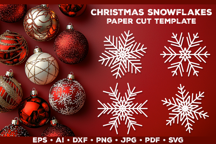 Christmas Snowflakes Paper Cut Template SVG for Cricut