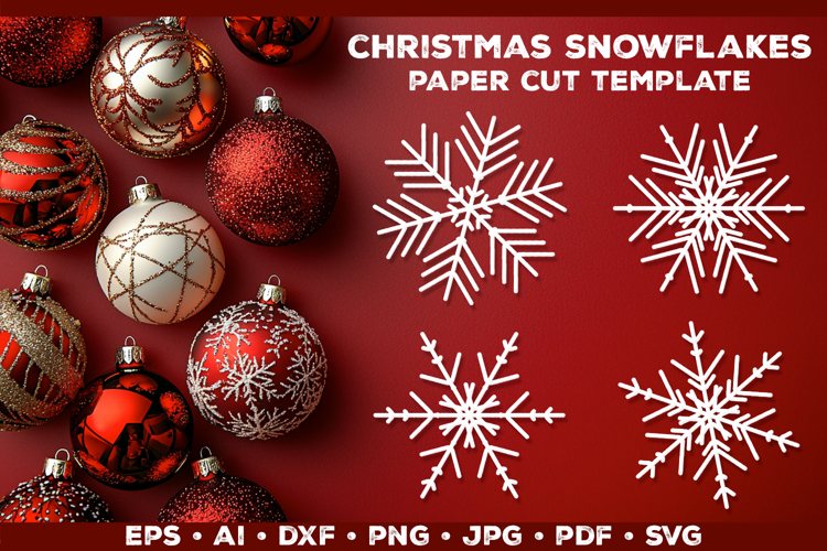 Christmas Snowflakes Paper Cut Template SVG for Cricut