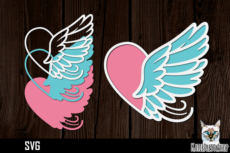 Angel Wings With Heart Svg Image 16