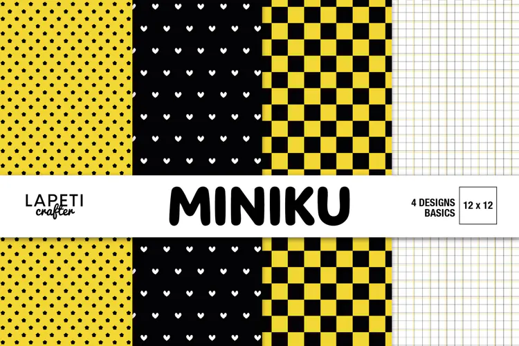 Bee Digital Paper, Yellow Black Checkerboard Heart Plaid