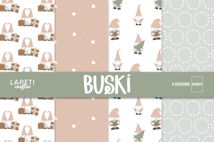 Christmas Gnome Digital Paper for Holiday Gift Wrap