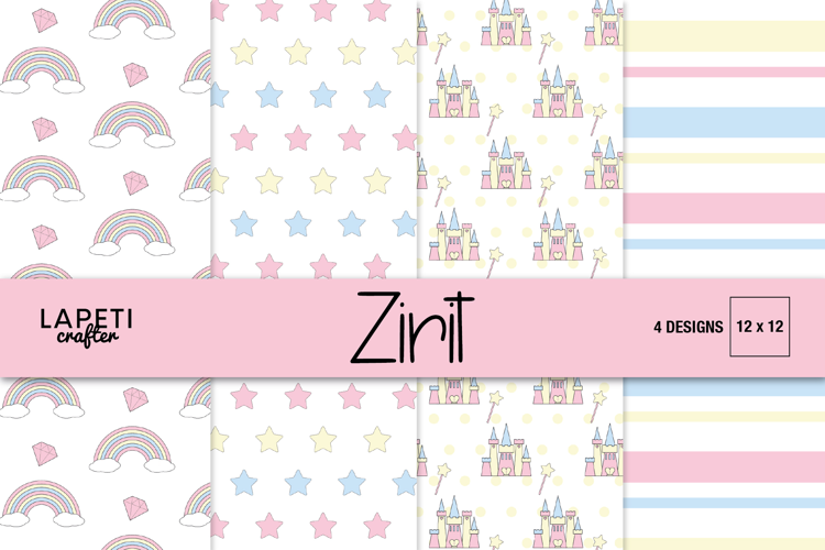 Princess Birthday Digital Paper for Party Backgrounds